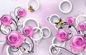 Фотообои 3Д Розы и кольца